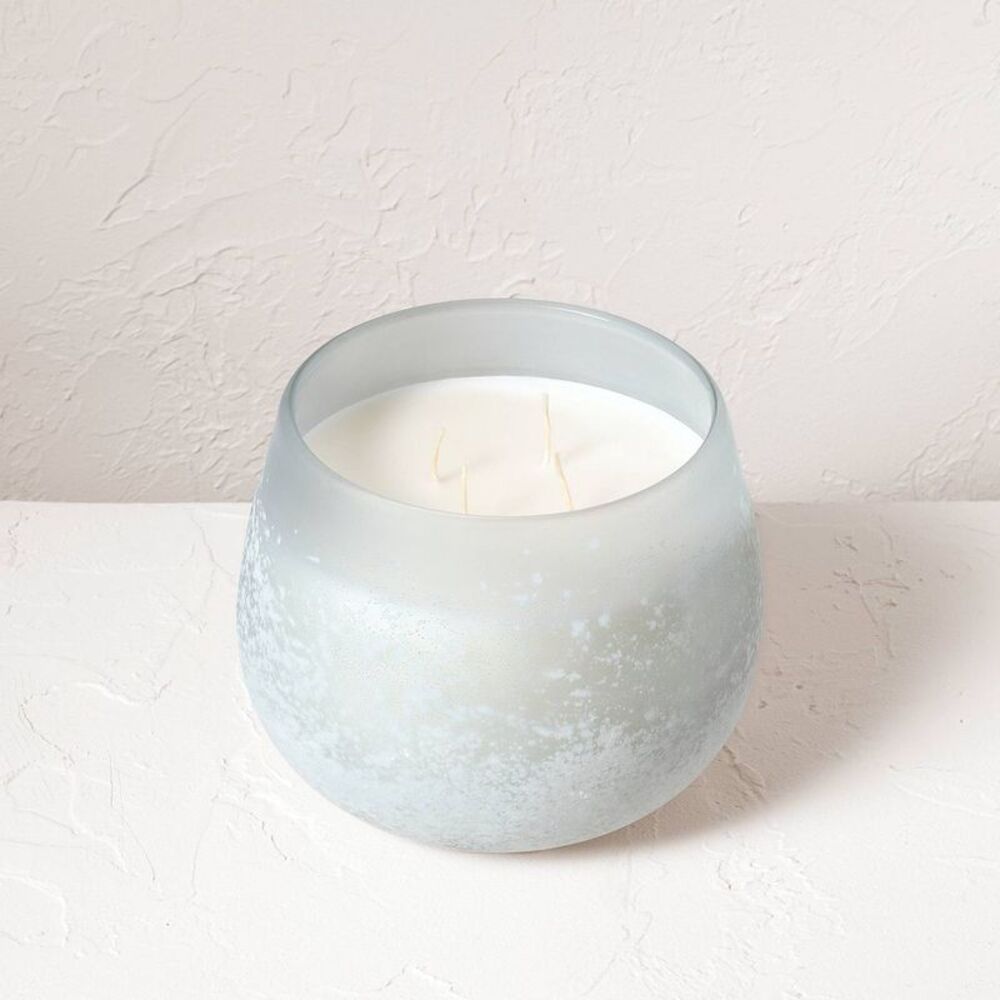 4-Wick Balance Fashion Salted Glass Wellness Jar Candle Light Blue 30oz -